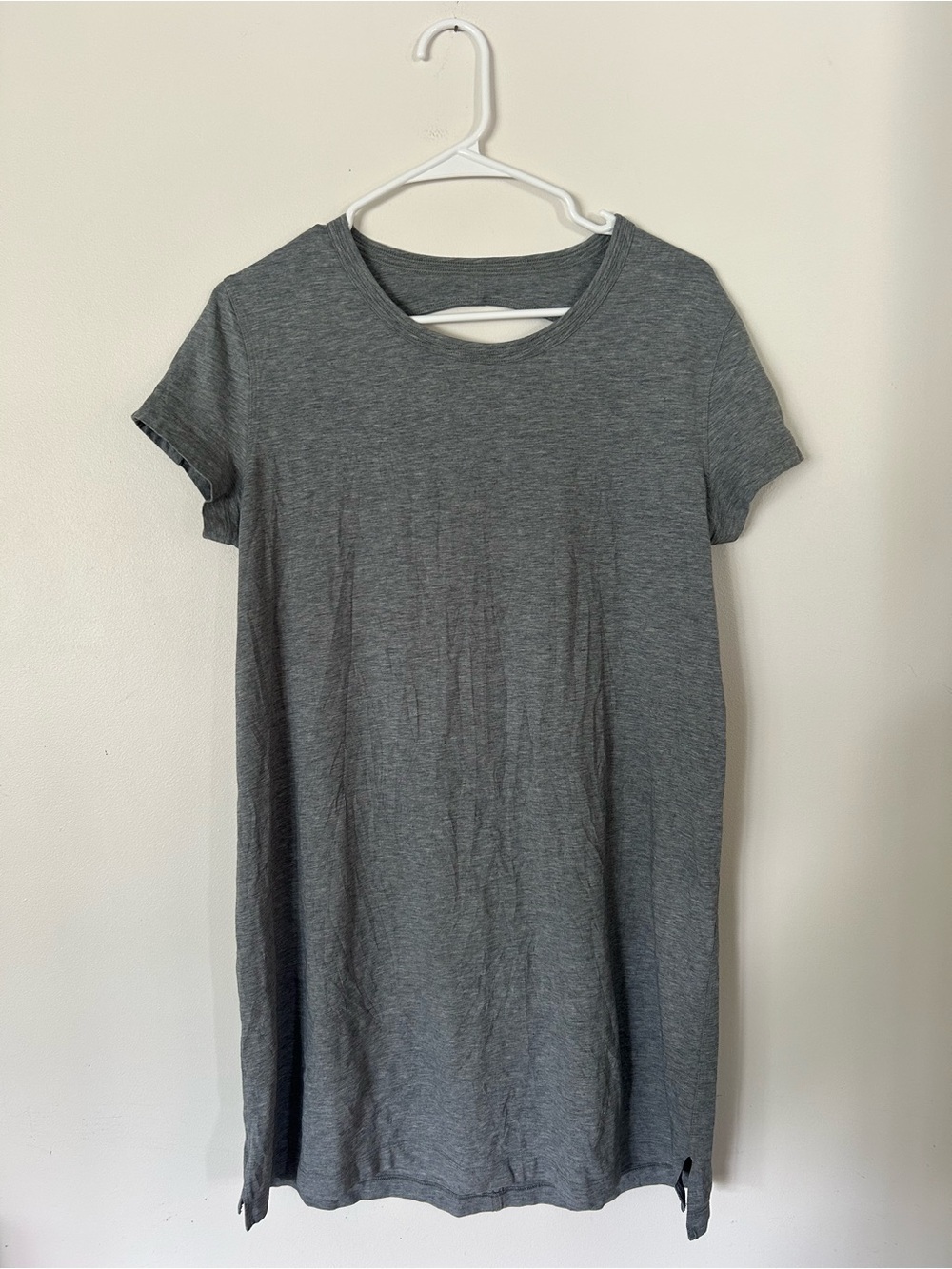 Lululemon Day Tripper Heathered Gray Short Sleeve shirt Dress open back size 8